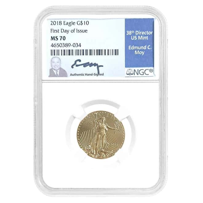 2018 1/4 oz $10 Gold American Eagle NGC MS 70 FDOI (Moy)
