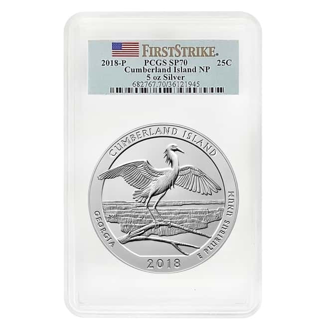 2018-P 5 oz Silver ATB Georgia Cumberland Island National Seashore Unc Coin PCGS SP 70 FS