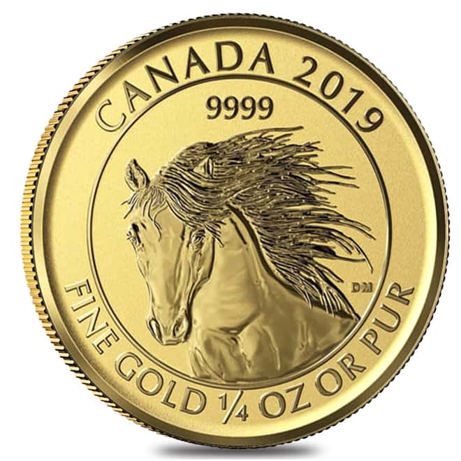 2019 1/4 oz Gold Canadian Wild Horse Reverse Proof Coin .9999 Fine