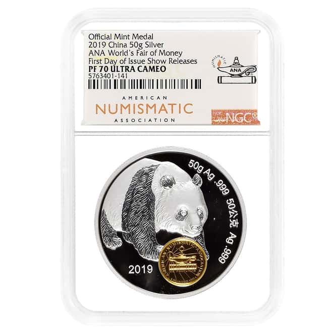 2019 China 50 gram Panda Silver Medal WMF NGC PF 70 FDOI