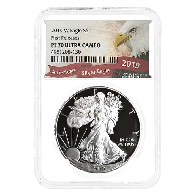 2019-W 1 oz Proof Silver American Eagle Coin NGC PF 70 FR UCAM