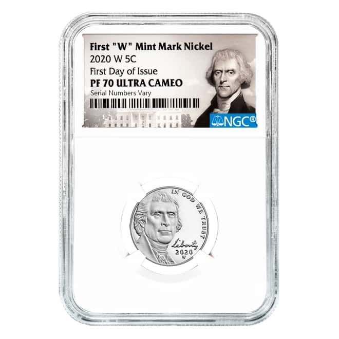 2020-W Jefferson Nickel NGC PF 70 FDOI Jefferson Label (w/ 2020-S US Mint Proof 10-Coin Set)