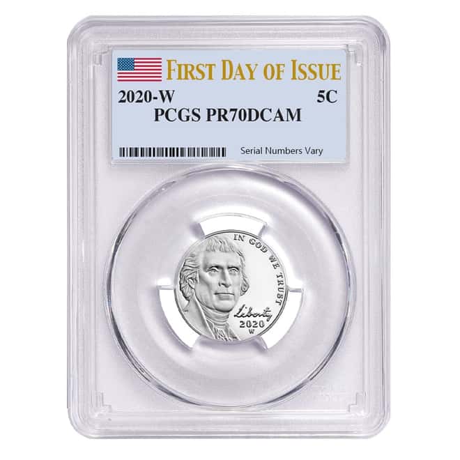 2020-W Jefferson Nickel PCGS PF 70 FDOI (w/ 2020-S US Mint Proof 10-Coin Set)