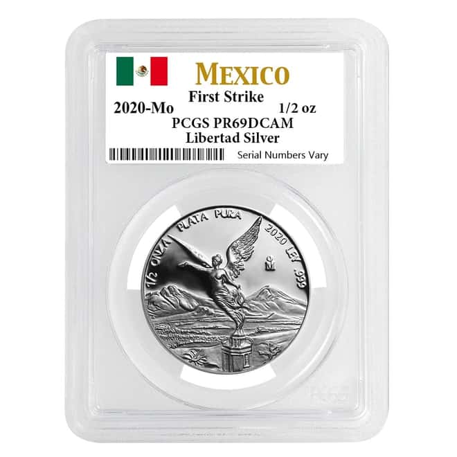 2020 1/2 oz Mexican Proof Silver Libertad Coin PCGS PF 69 FS