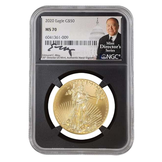 2020 1 oz $50 Gold American Eagle NGC MS 70 (Retro, Edmund C. Moy Sign)