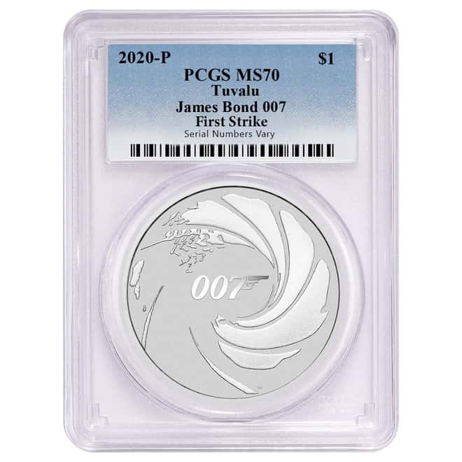 2020 1 oz Tuvalu James Bond 007 Silver Coin MS 70 First Strike