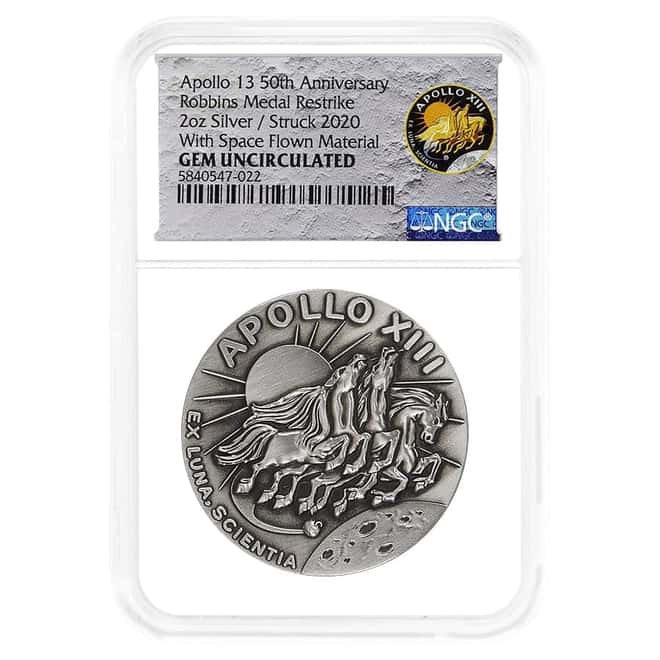 2020 2 oz Apollo 13 50th Ann. Robbins Silver Medal NGC Gem UNC
