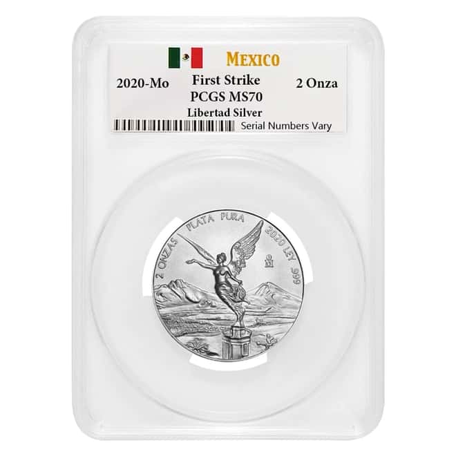2020 2 oz Mexican Silver Libertad Coin PCGS MS 70 FS