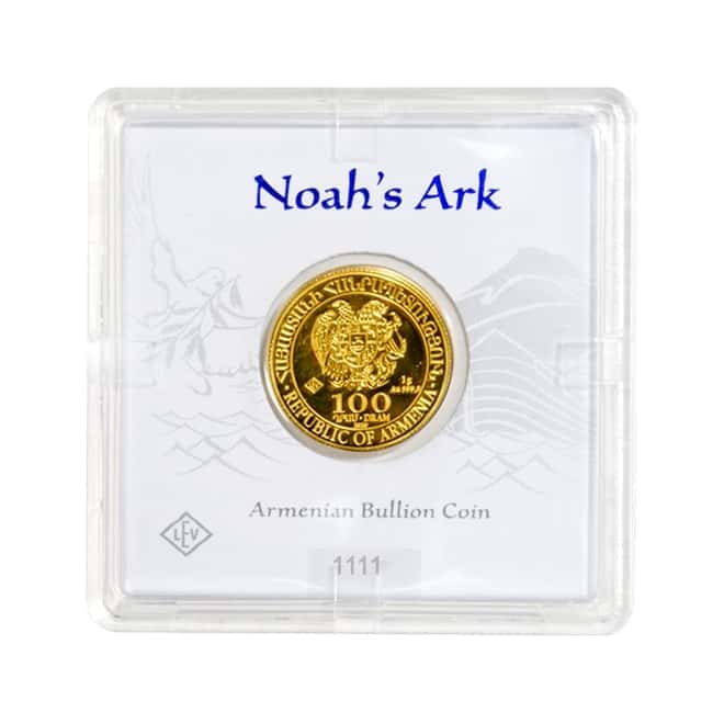 2020 Armenia 1 gram Gold Noah's Ark 500 Drams Coin BU (In Assay)