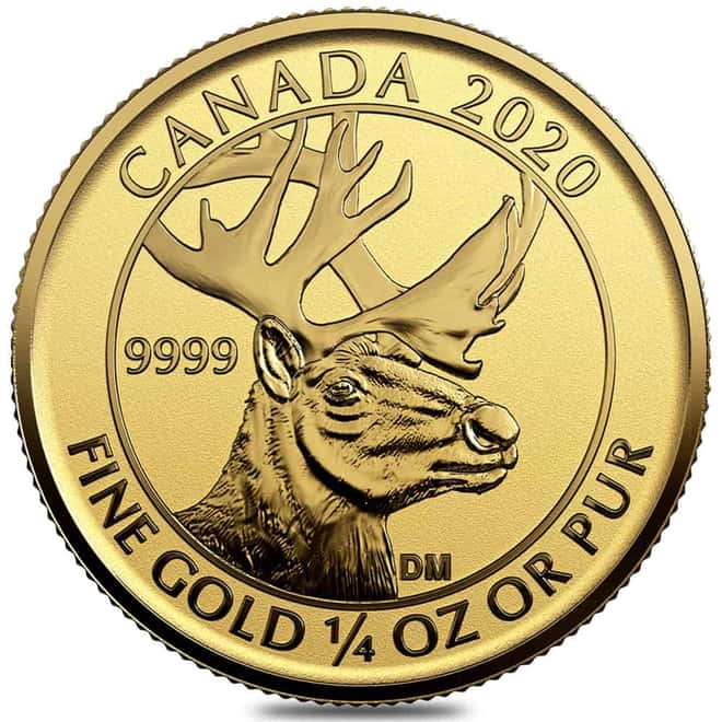 2020 Canada 1/4 oz Woodland Caribou Reverse Proof Gold Coin (Sealed)