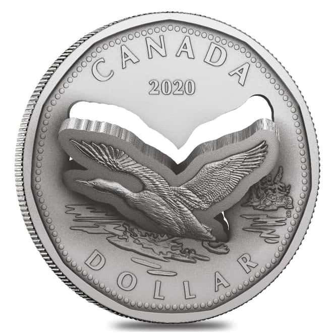 2020 Canada 59.5 gram Silver Flying Loon - Pop Up Coin .9999 Fine (w/Box & COA)