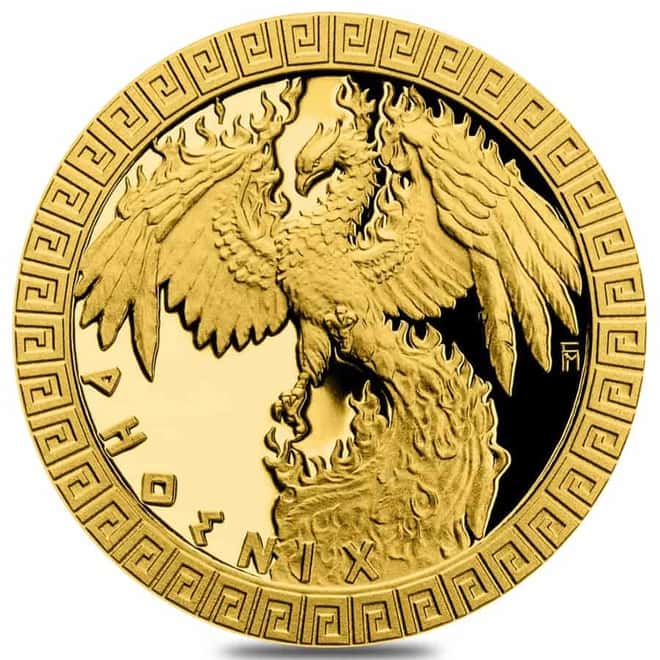 2020 Niue 1/10 oz Proof Gold Mythical Creatures Phoenix Coin (w/Box & COA)