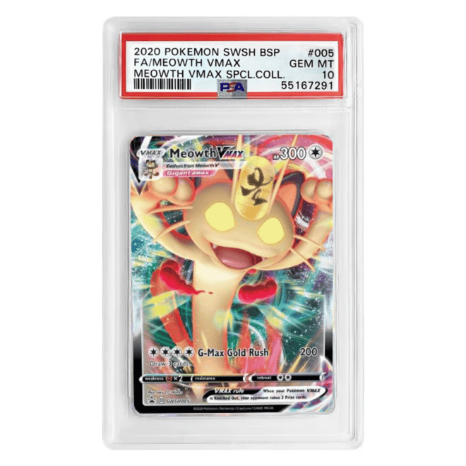 2020 Pokemon SWSH Black Star Promo FA Meowth VMAX Special Collection #005 PSA 10