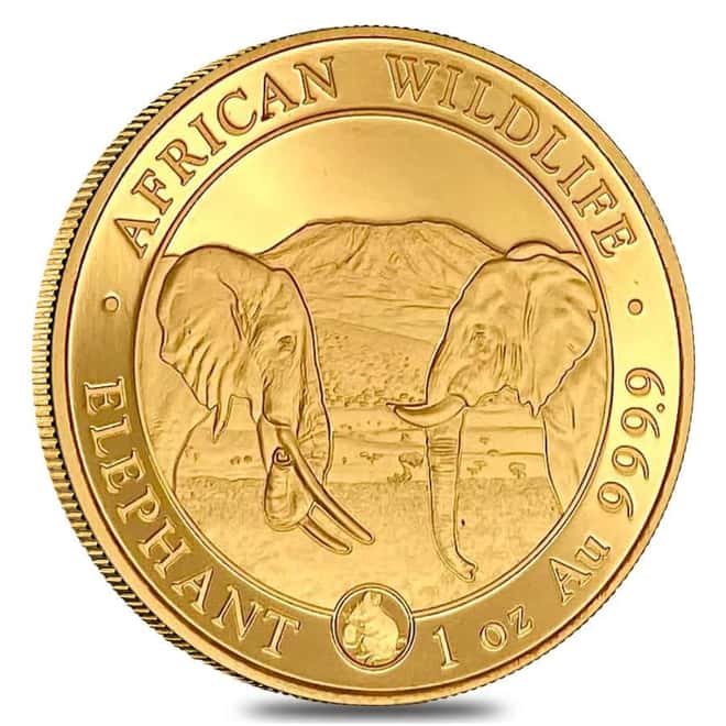 2020 Somalia 1 oz Gold African Elephant Mouse Privy 1000 Shillings BU (In Cap)