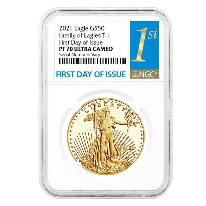 2021-W 1 oz $50 Proof Gold American Eagle NGC PF 70 UCAM FDOI