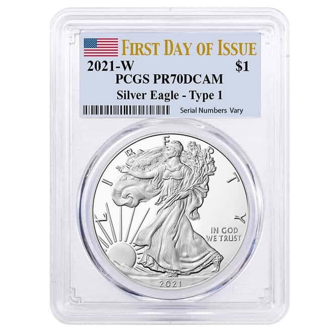 2021-W 1 oz Proof Silver American Eagle PCGS PF 70 DCAM FDOI
