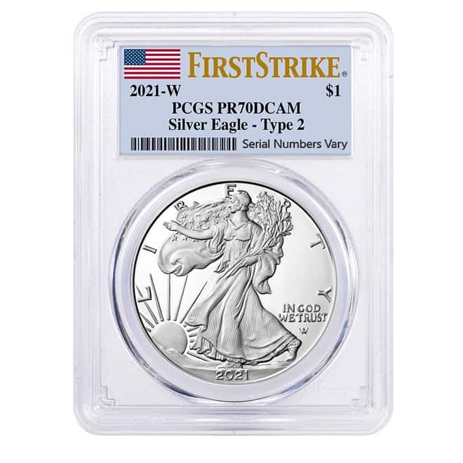 2021-W 1 oz Proof Silver American Eagle Type 2 PCGS PF 70 FS
