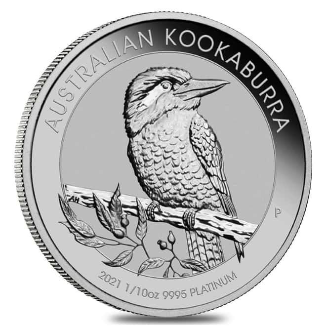 2021 1/10 oz Australian Platinum Kookaburra Perth Mint Coin .9995 Fine BU In Cap