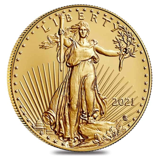 2021 1/10 oz Gold American Eagle Type 2 NGC MS 69 Early Releases