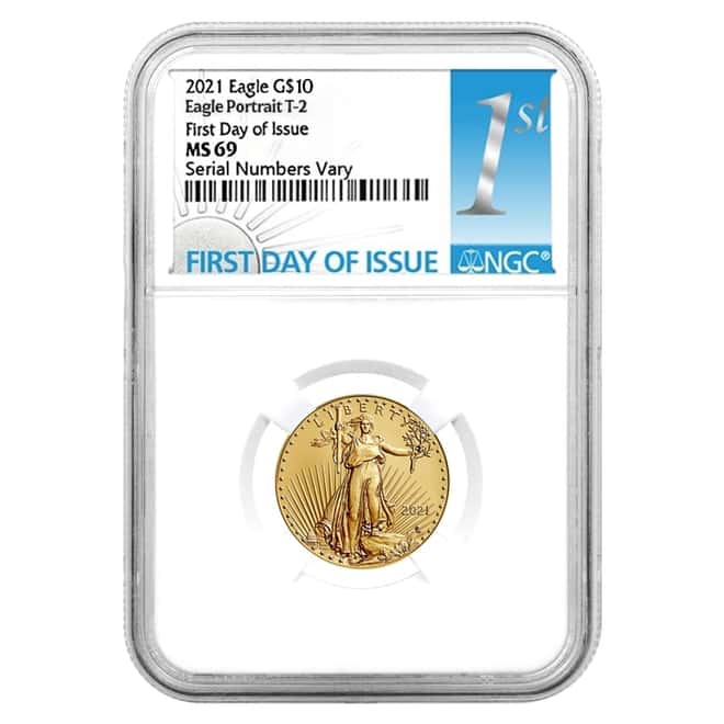 2021 1/4 oz Gold American Eagle Type 2 NGC MS 69 FDOI