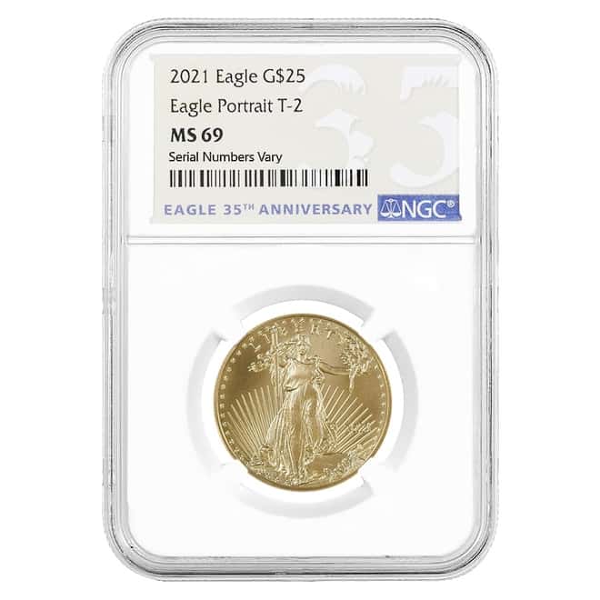 2021 1/2 oz Gold American Eagle Type 2 NGC MS 69