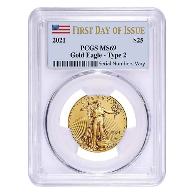 2021 1/2 oz Gold American Eagle Type 2 PCGS MS 69 FDOI
