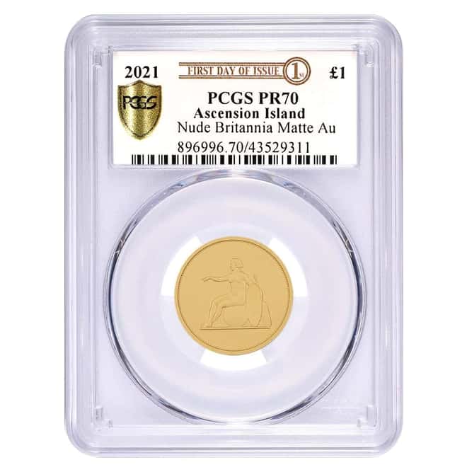 2021 0.514 oz Ascension Island Nude Gold Britannia Coin PCGS PF 70 FDOI