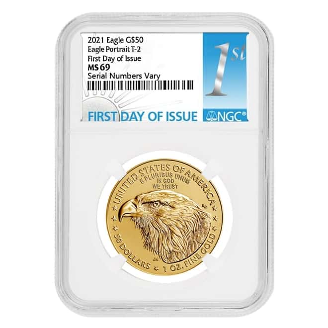 2021 1 oz Gold American Eagle Type 2 NGC MS 69 FDOI