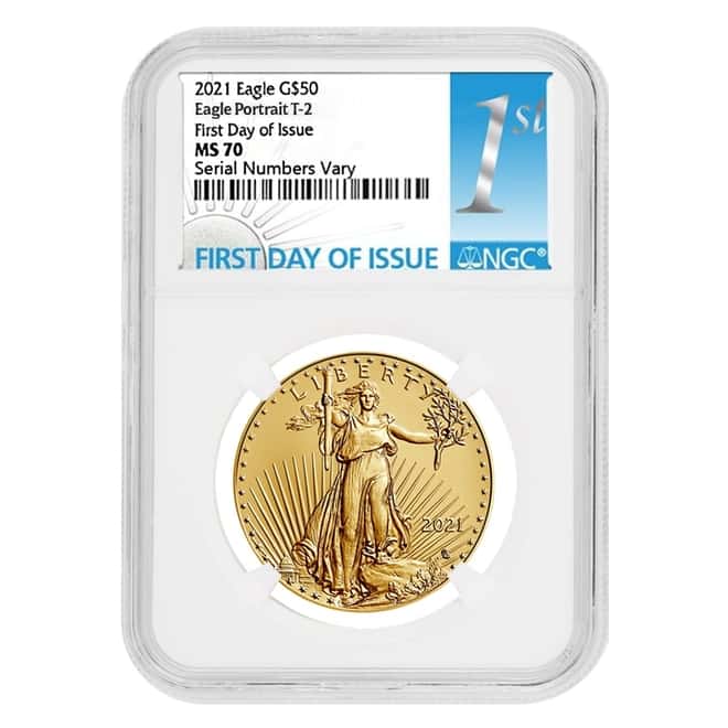 2021 1 oz Gold American Eagle Type 2 NGC MS 70 FDOI