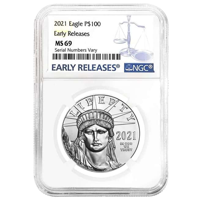 2021 1 oz Platinum American Eagle NGC MS 69 Early Releases
