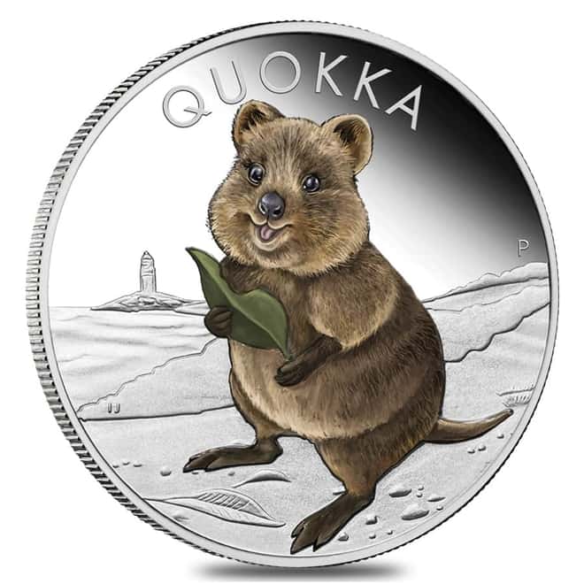 2021 1 oz Proof Colorized Silver Australian Quokka Perth Mint .9999 Fine (w/Box & COA)