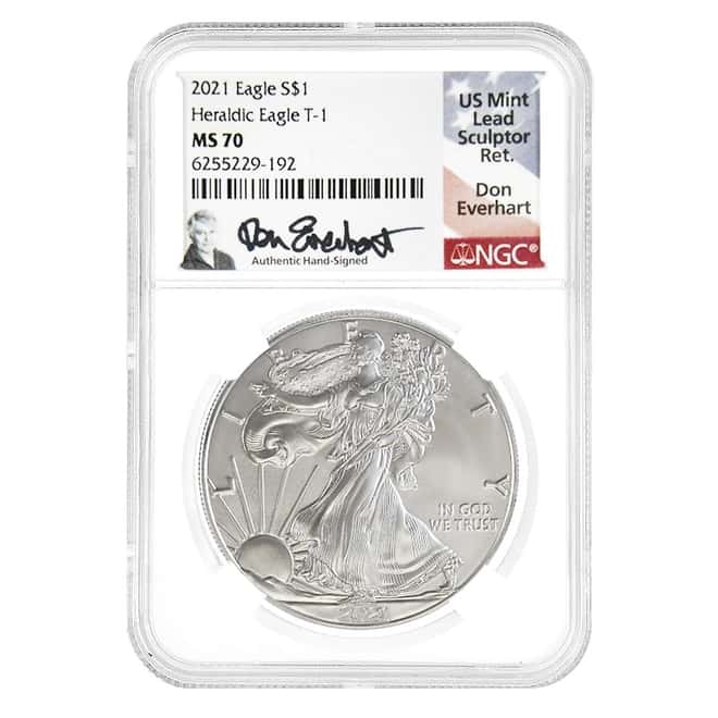2021 1 oz Silver American Eagle NGC MS 70 (Don Everhart Sign)