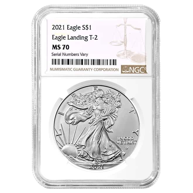 2021 1 oz Silver American Eagle Type 2 NGC MS 70