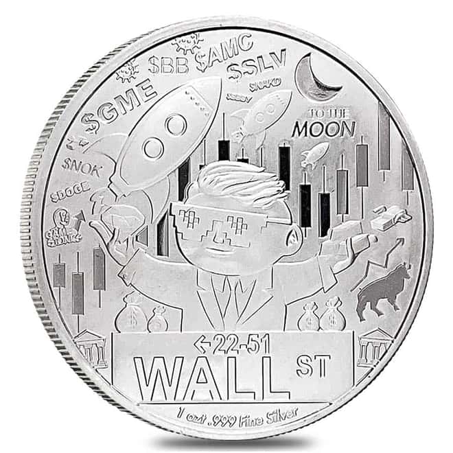 2021 1 oz Wallstreet Silver Round BU .999 Fine