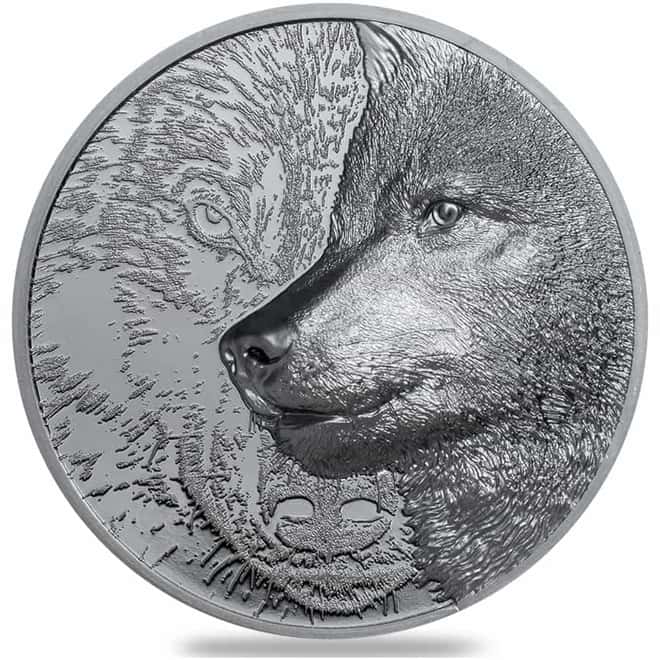 2021 2 oz Silver Mystic Wolf Coin Mongolia .999 Fine (w/Box & COA)