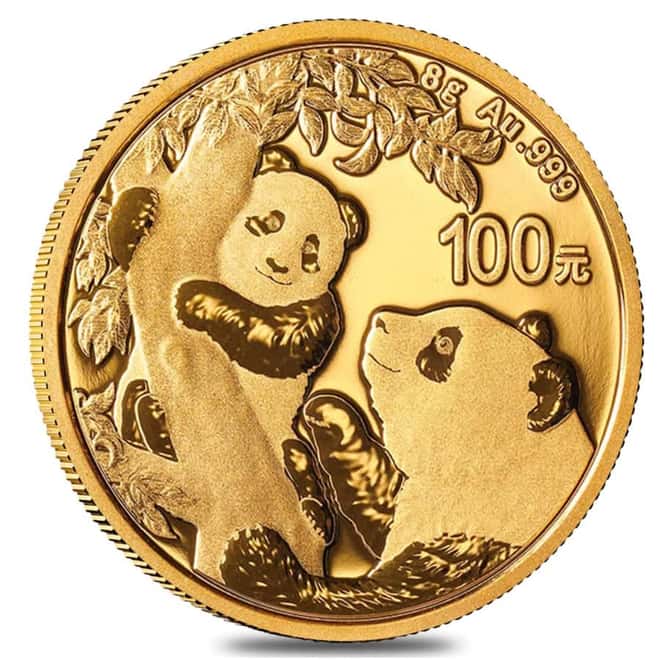 2021 8 gram Chinese Gold Panda 100 Yuan .999 Fine BU (Sealed)