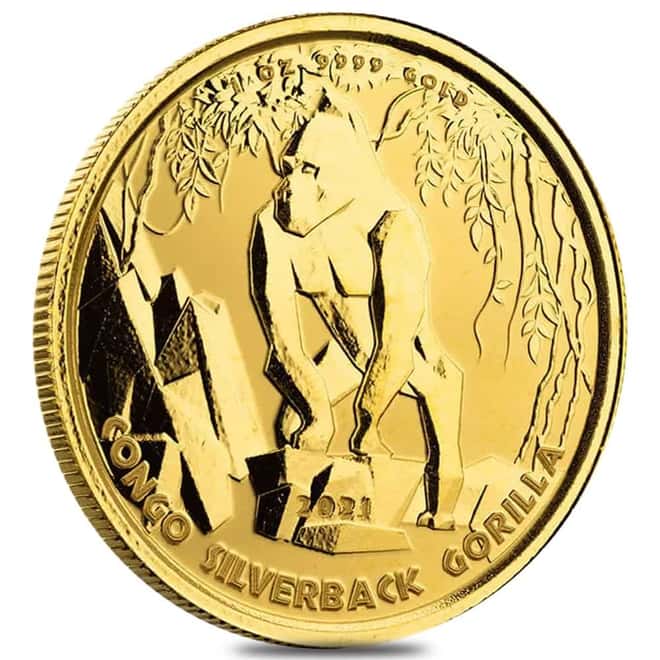 2021 Congo 1 oz Proof Silverback Gorilla Gold Coin