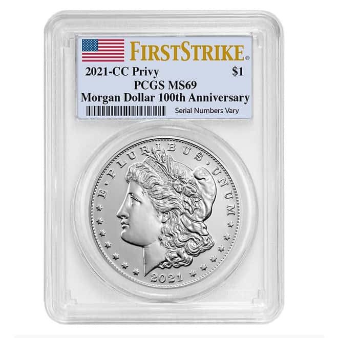 2021 Morgan Silver Dollar Centennial CC Privy PCGS MS 69 FS