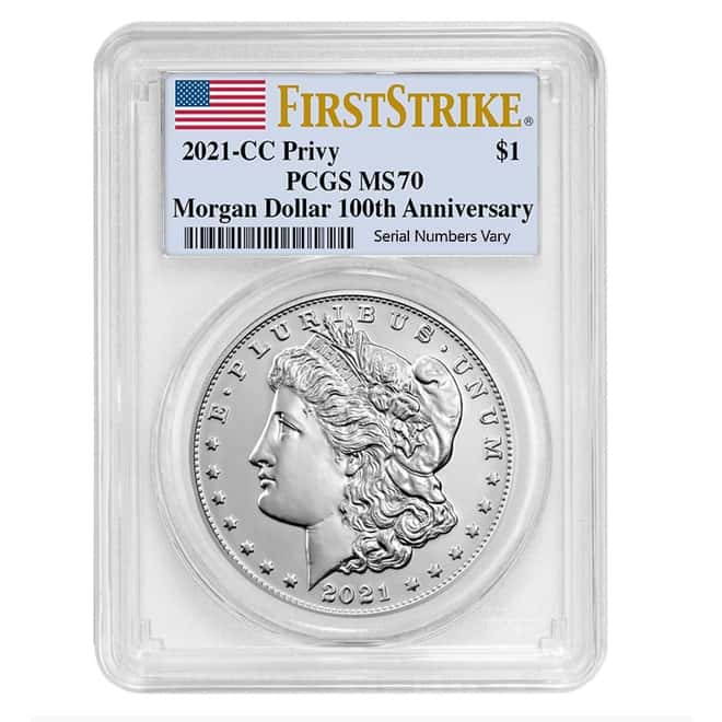 2021 Morgan Silver Dollar Centennial CC Privy PCGS MS 70 FS