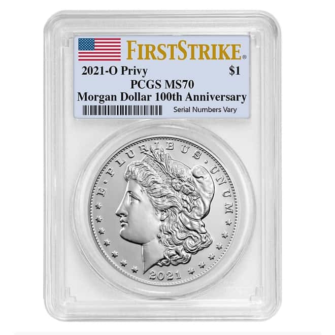 2021 Morgan Silver Dollar Centennial O Privy PCGS MS 70 FS