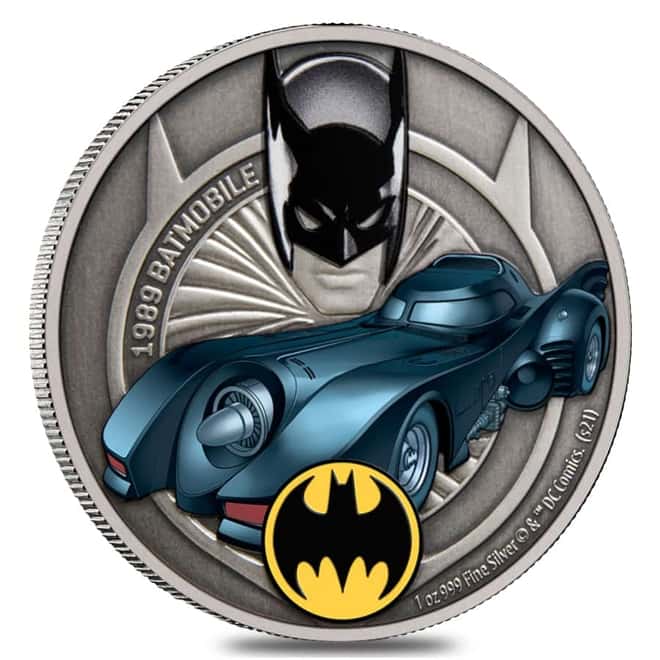 2021 Niue 1 oz DC Comics Batman - 1989 Batmobile Silver Coin (w/Box & COA)