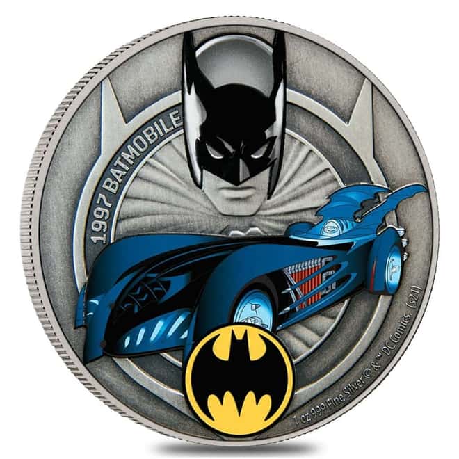 2021 Niue 1 oz DC Comics Batman - 1997 Batmobile Silver Coin (w/Box & COA)