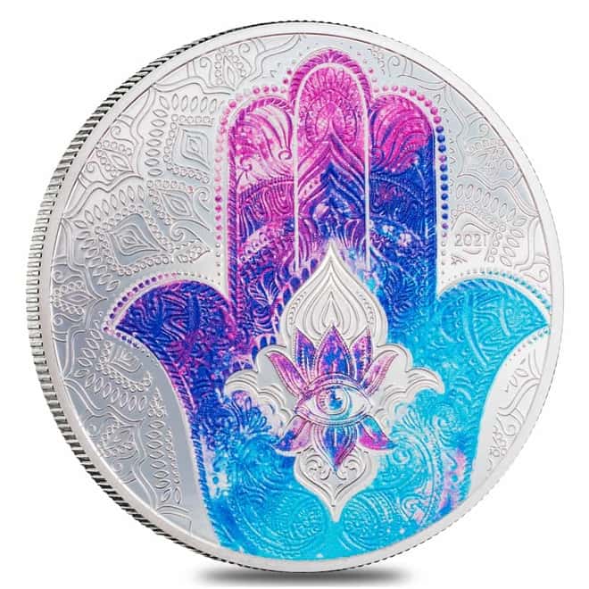 2021 Palau 1 oz Proof Silver Hand of Hamsa Coin .999 Fine (w/Box & COA)