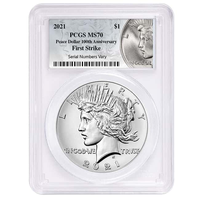 2021 Peace Silver Dollar Centennial PCGS MS 70 FS (Peace Label)