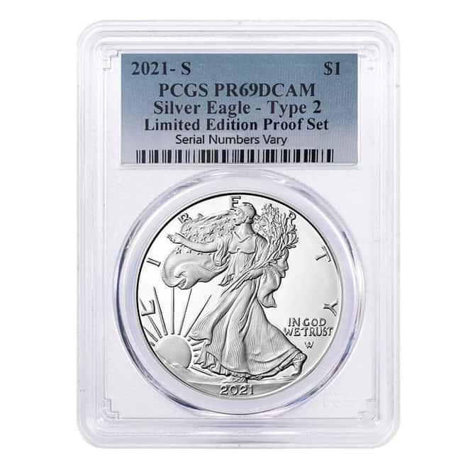 2021 S 1 oz Proof Silver American Eagle Type 2 Limited Edition PCGS PF 69 DCAM