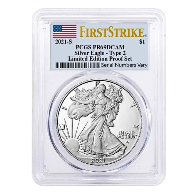 2021 S 1 oz Proof Silver American Eagle Type 2 Limited Edition PCGS PF 69 FS