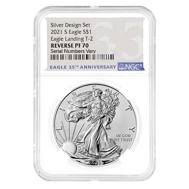 2021-S 1 oz Rev Proof Silver American Eagle Type 2 NGC PF 70 Designer Edition
