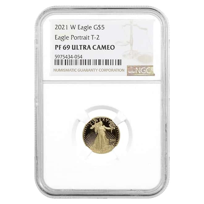 2021-W 1/10 oz $5 Proof Gold American Eagle Type 2 NGC PF 69 UCAM
