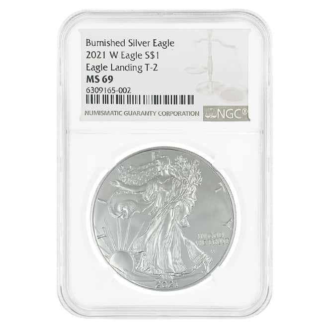 2021-W 1 oz Burnished Silver American Eagle Type 2 NGC MS 69