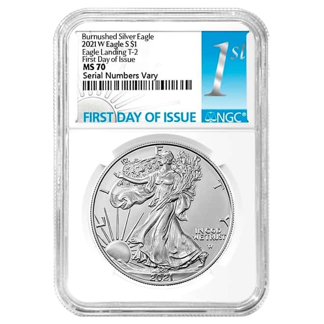 2021-W 1 oz Burnished Silver American Eagle Type 2 NGC MS 70 FDOI